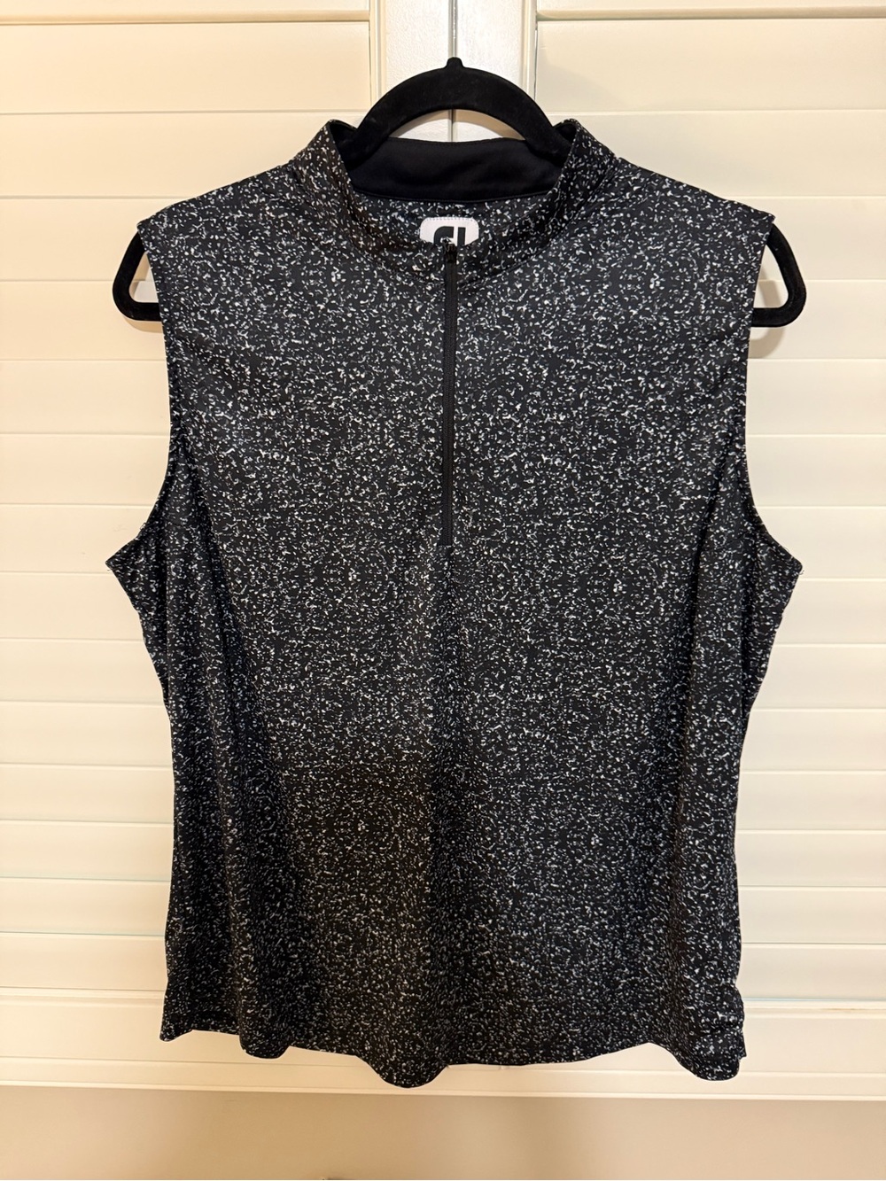 FootJoy Black & White Speckled Sleeveless Mock Neck Golf Tank